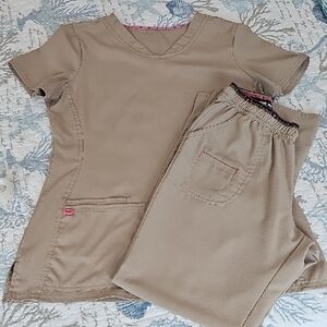 HeartSoul Tan Scrub Top And Pants
